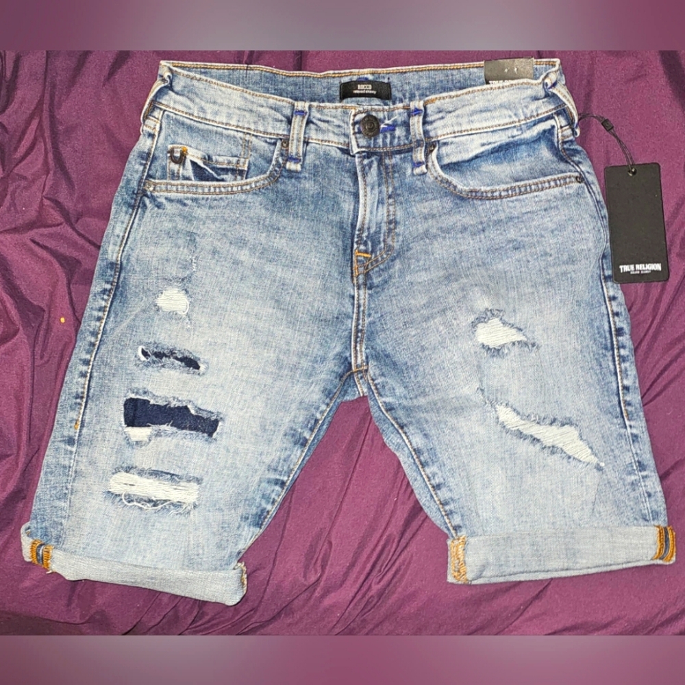 NWT True Religion Rocco Relaxed Skinny Shorts Size 29